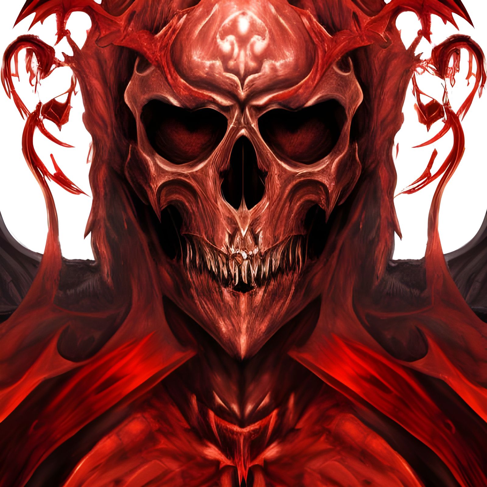 Fiery Skeletal Knight, Digital Art Portrait