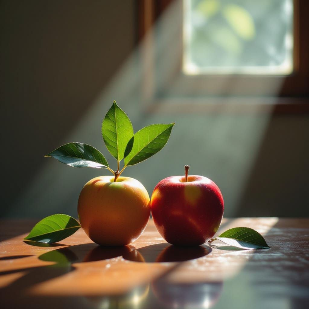 Scanography of Fruit and Leaves in Vintage Style