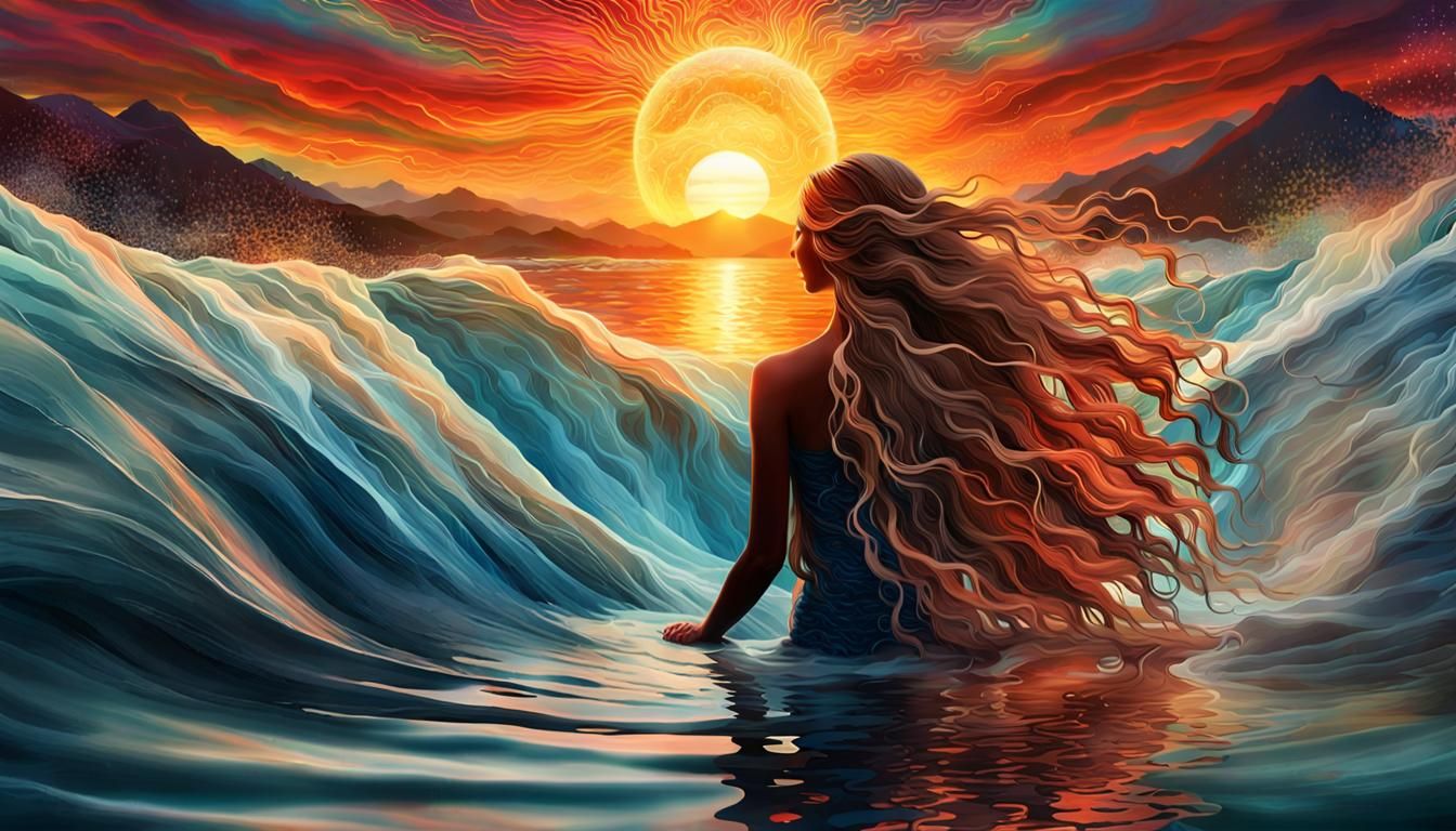 Surreal Woman in Sunset Digital Art