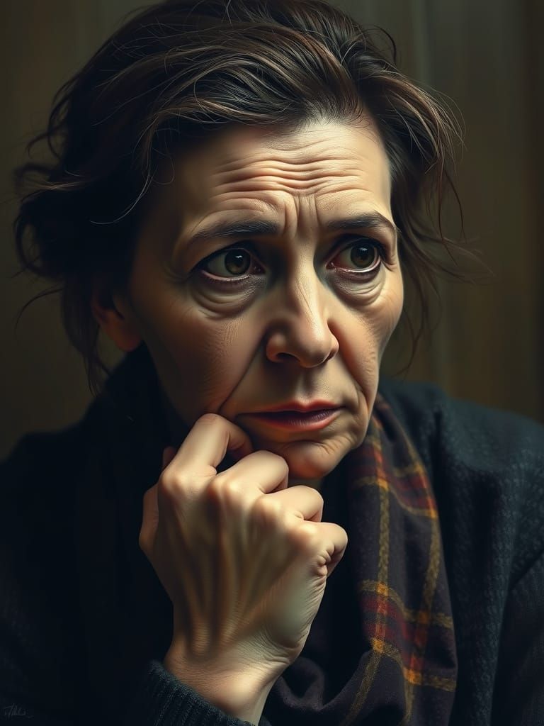 Contemplative Woman in Warm, Golden Light