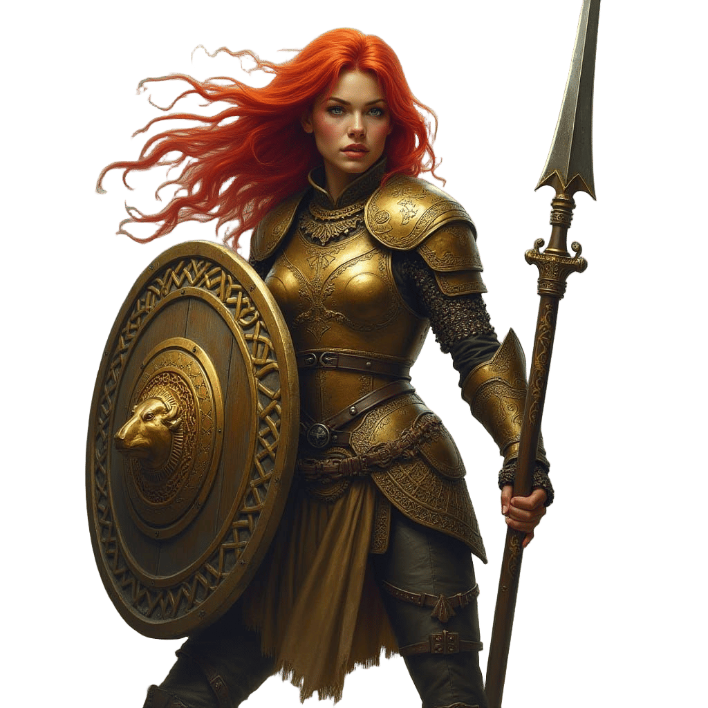 Ancient Amazonian Goddess Wields Shield and Spear