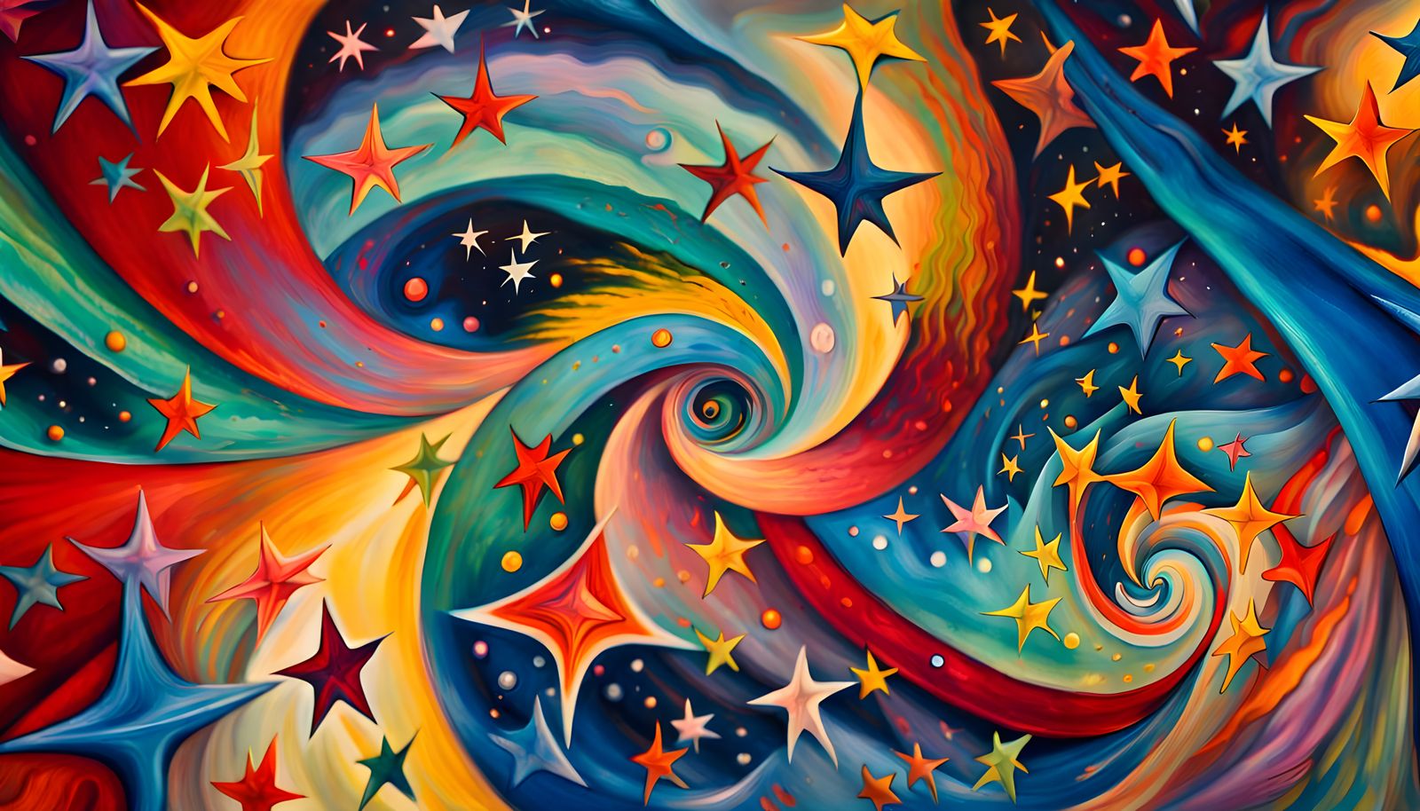 Iridescent Stars in Cosmic Energy Swirl: Abstract Expression...