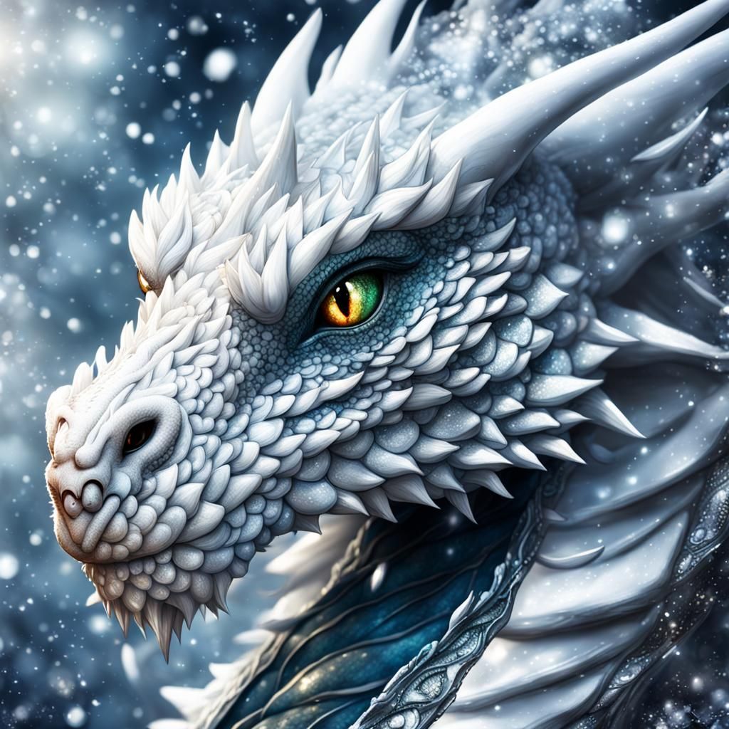Majestic Dragon Protecting Her Eggs in a Winter Scene