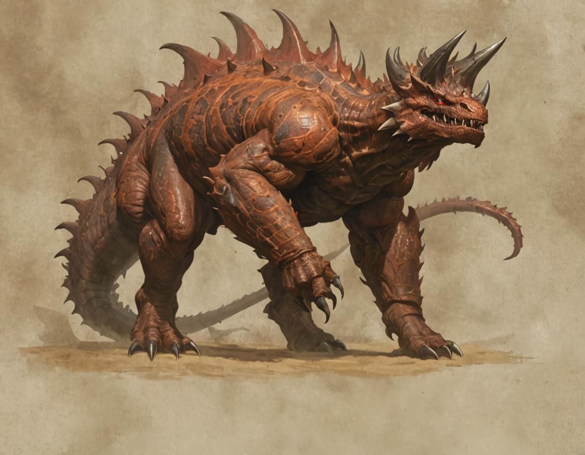 Gargantuan Armored Beast in Bioluminescent Cave