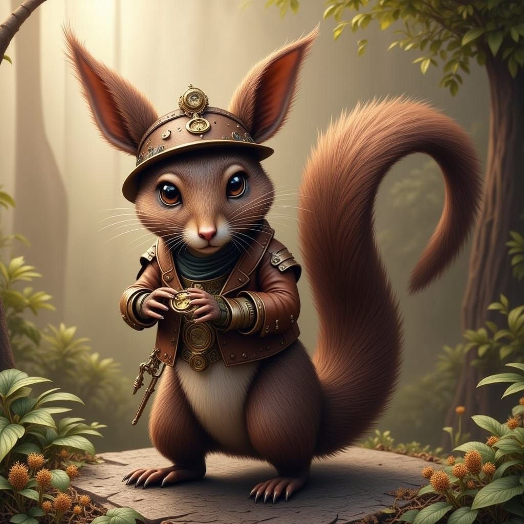 Steampunk Squirrel in Victorian Attire