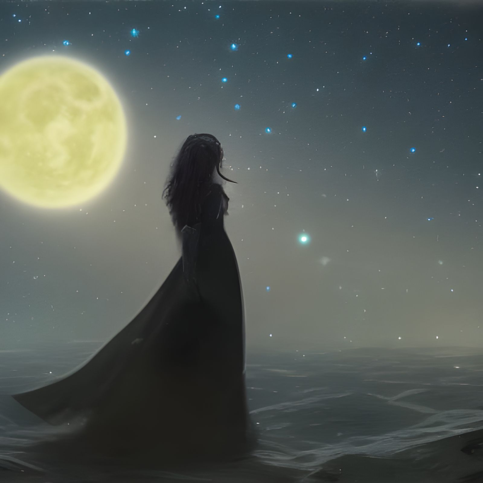 Moonlit Landscape under a Silver Moon