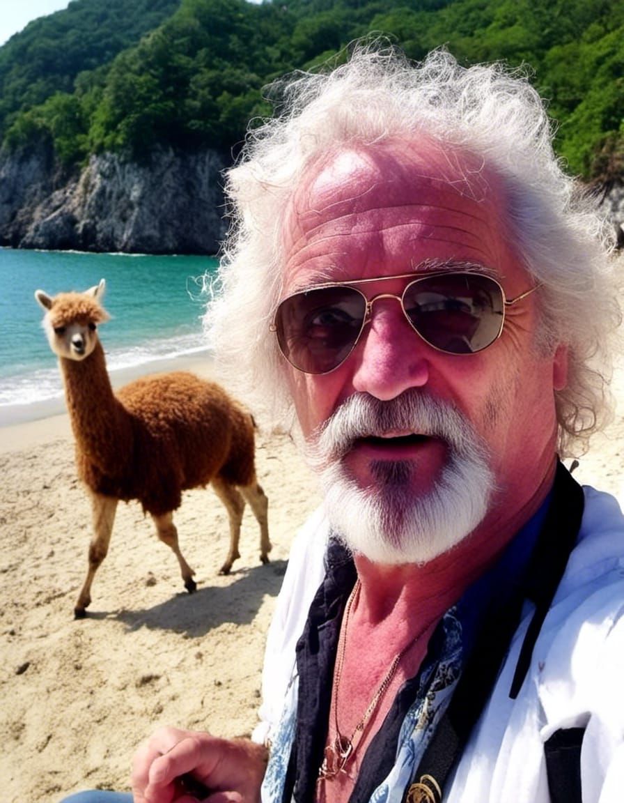 Llama Photobomb on Bogomil's Island Beach