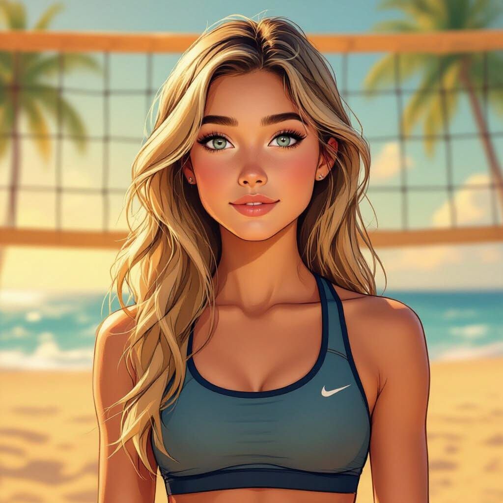 Beach Volleyball Player: Young Athlete With Blonde Hair
