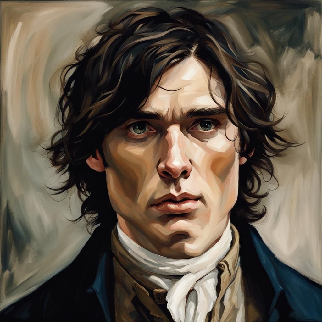 Handsome Man in 1700s Portrait with Moody Light