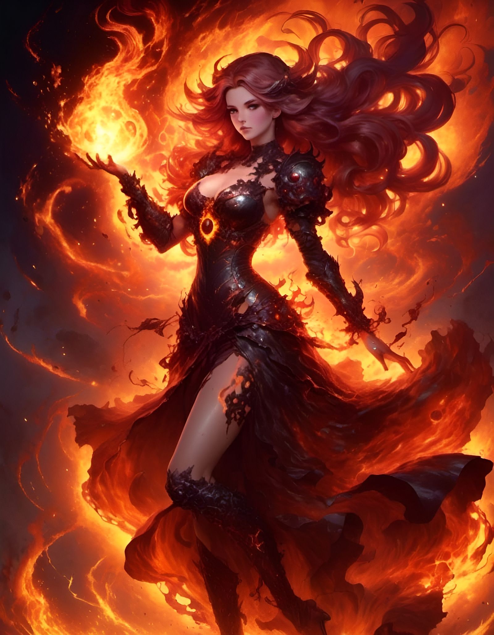 Charred Sunburn Priestess of Eternal Flames Portrait