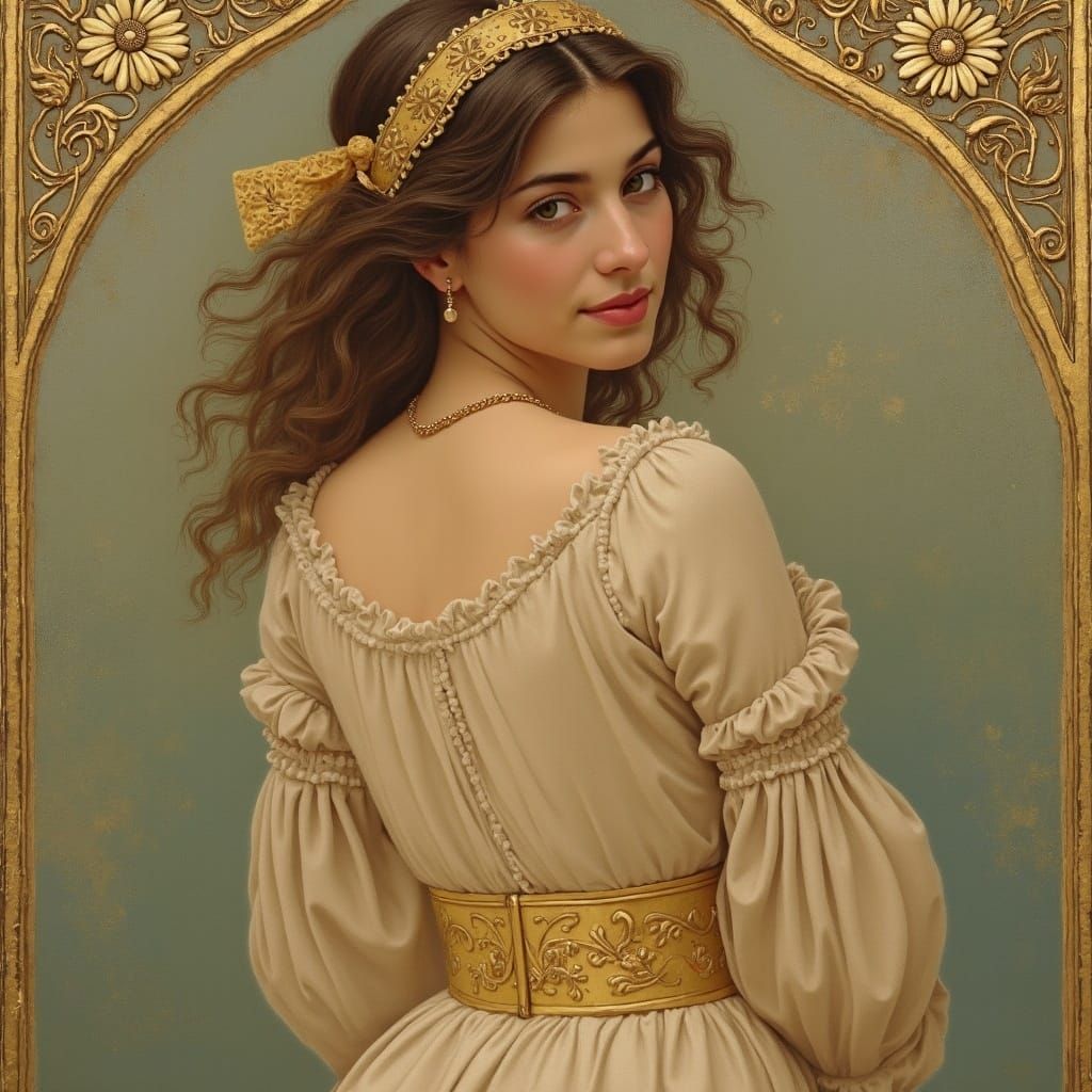 Elegant Woman Portrait in Art Nouveau Style