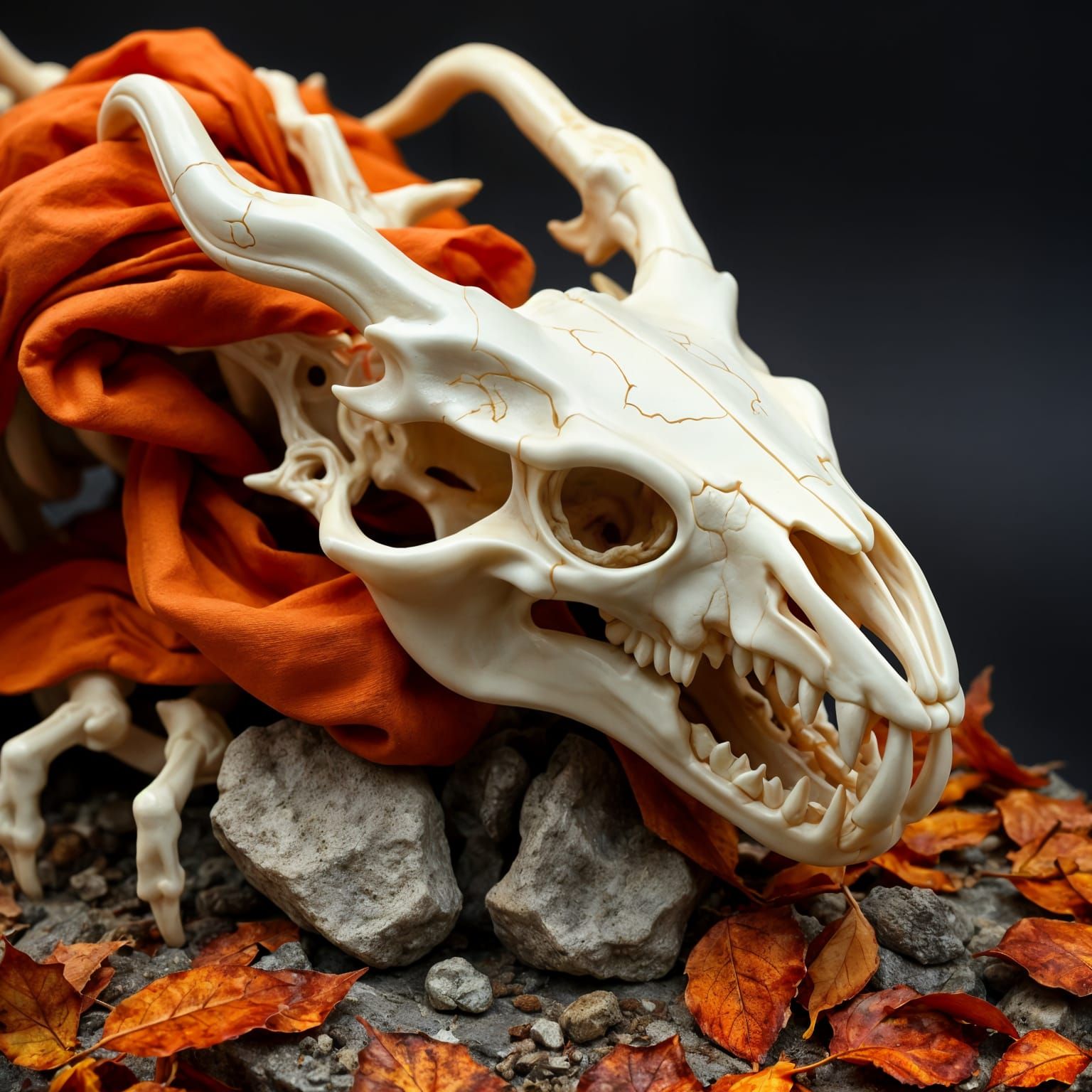 Ethereal Autumn Sculpture in Vibrant Ivory and Orange