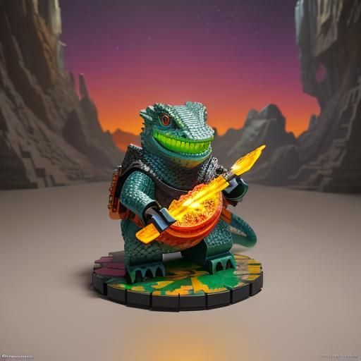Lego Lizard Feast in Cozy Cave