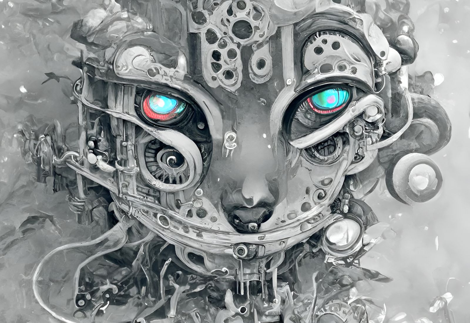 Retrofuturistic Mecha God in Cyberpunk Style