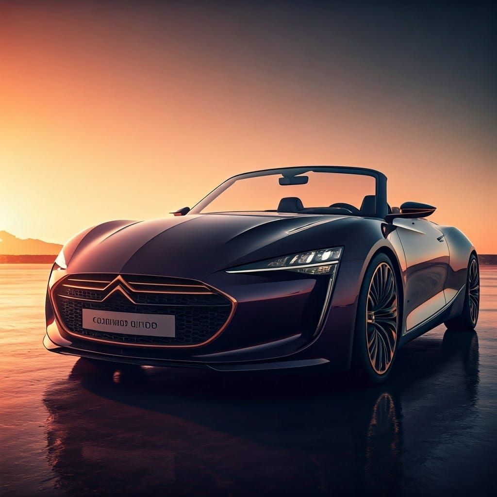 Dark Purple Steampunk Citroën DS Convertible Concept in Vibr...