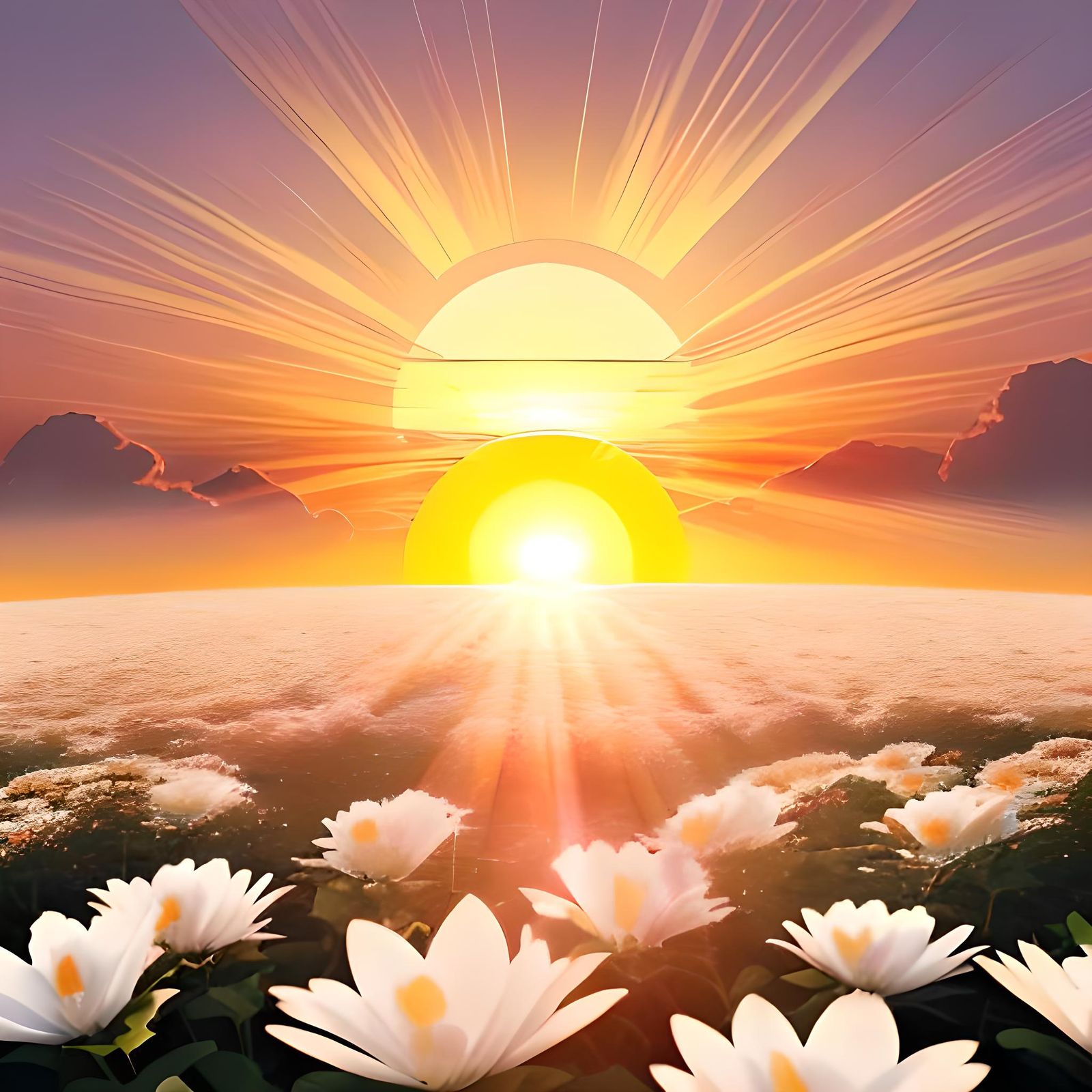 Brilliant Sunrise with Blazing White Sun