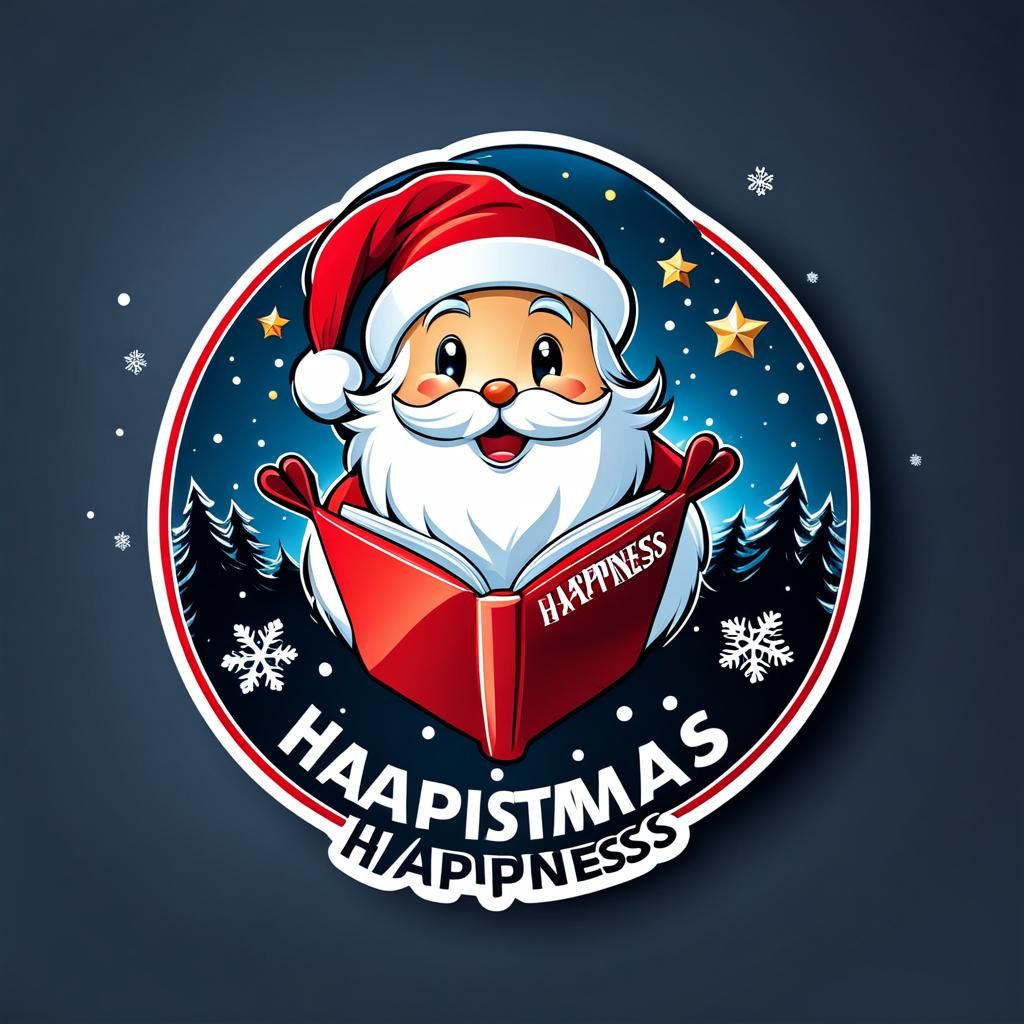 Winter Christmas Happiness Logo Sticker Design