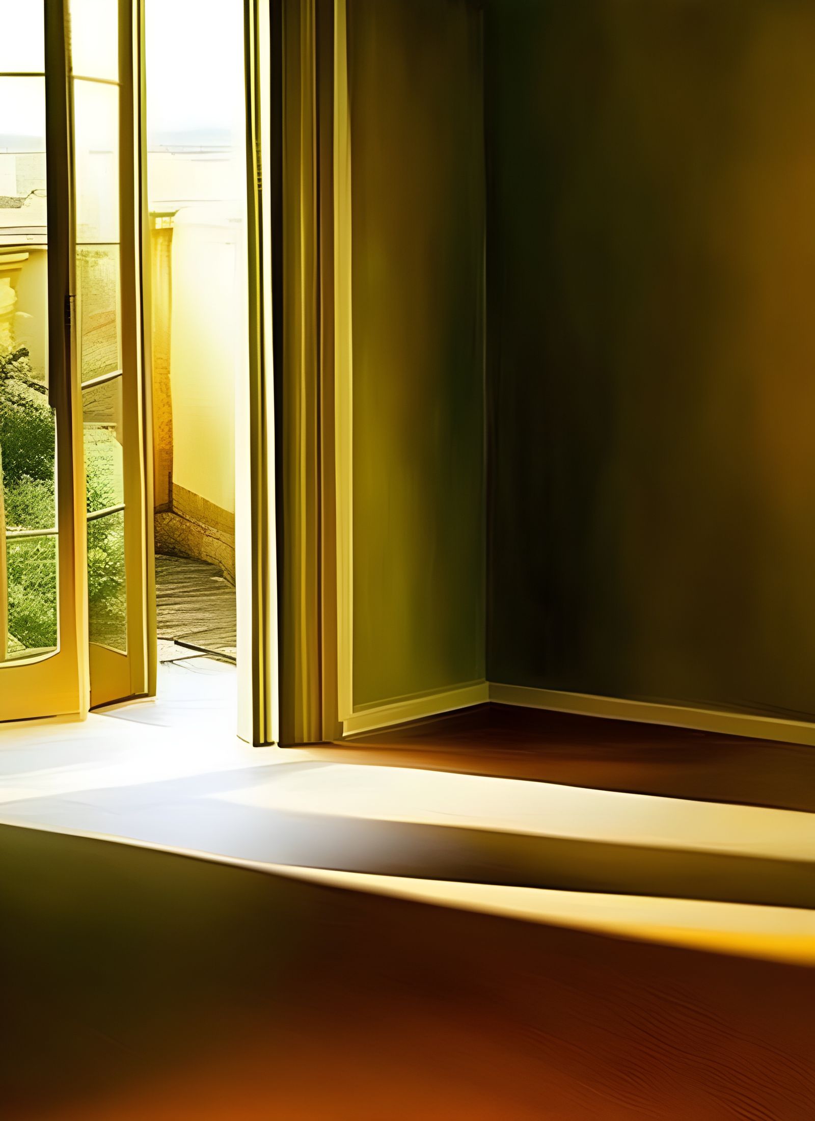 Floral Still Life with Billowing Curtains, Photorealistic Re...