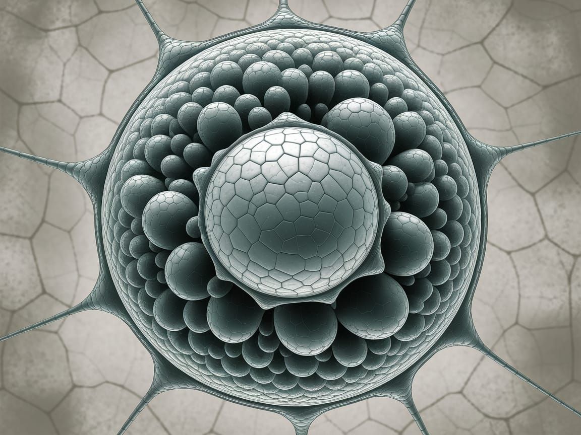 Intricate Cellular Structure in Stained Glass Aesthetic