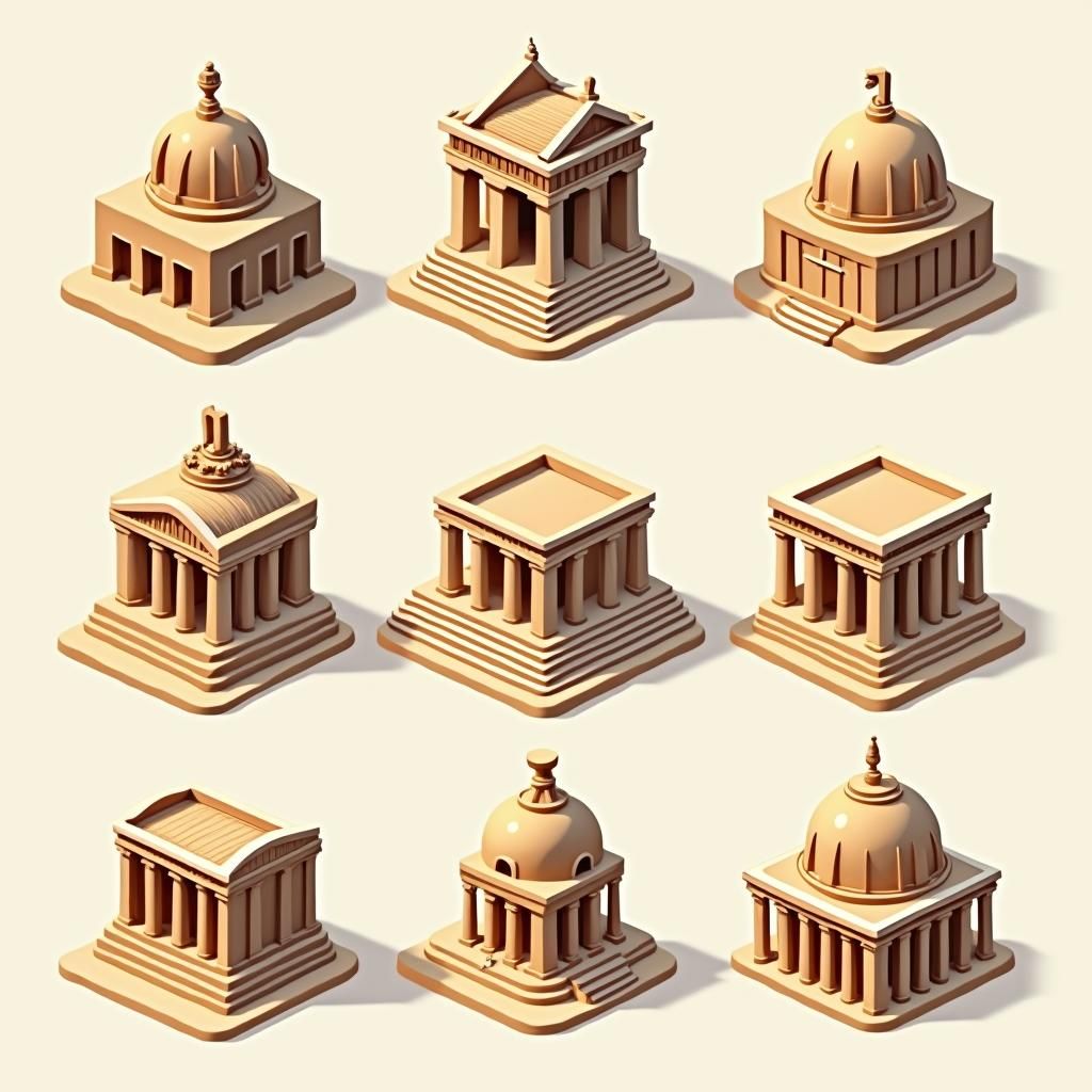 Fantasy Map Icons in Grecian Pottery Style