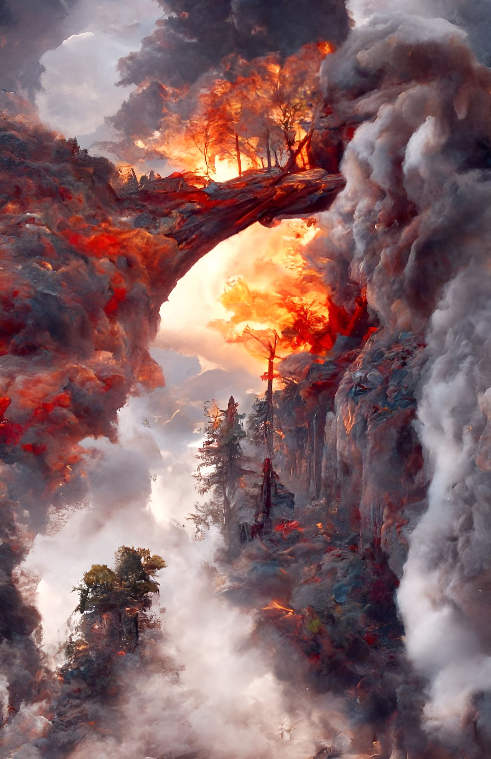 Inferno: Forest Fire Landscape Painting