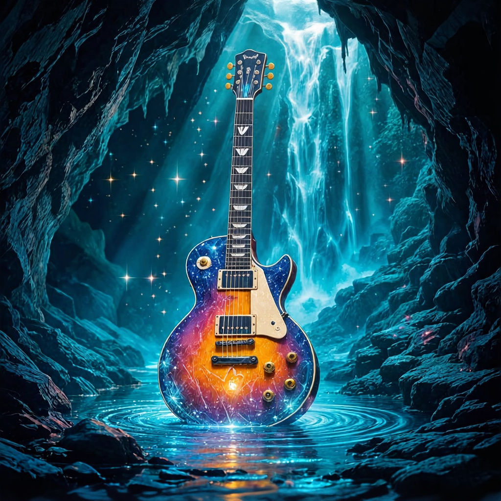 Crystal Les Paul in Mystical Grotto: Graffiti Art