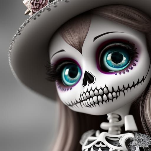 Cute Skeleton Doll Portrait in High Resolution