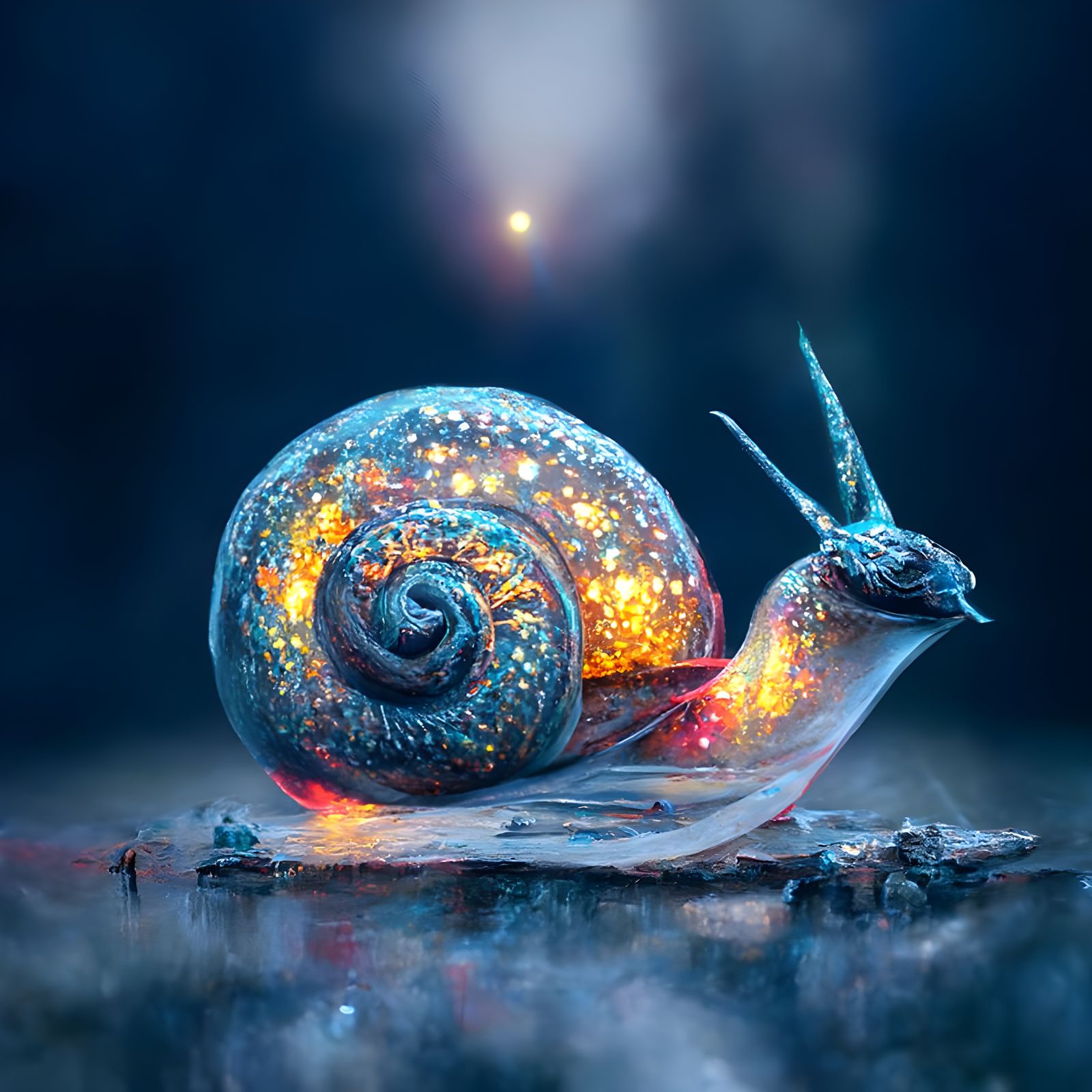 Glowing Galaxy Snail with Bioluminescent Shell