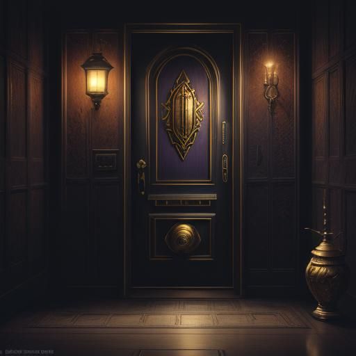 Mysterious Door with Pulsating Texture, Digital Art