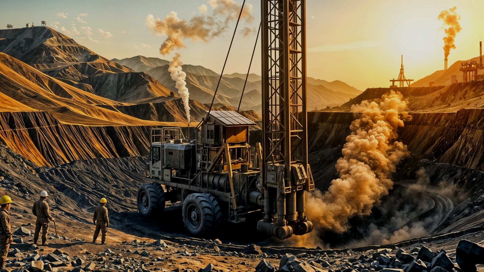 Solar Power Mining Drill in a Chinese Coal Mine Landscape