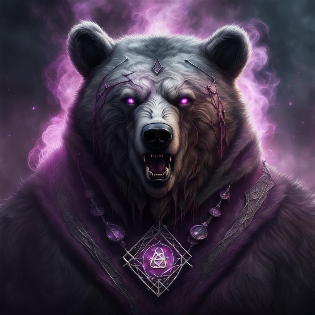 Cursed Slavic Bear Portrait in Surrealist Style