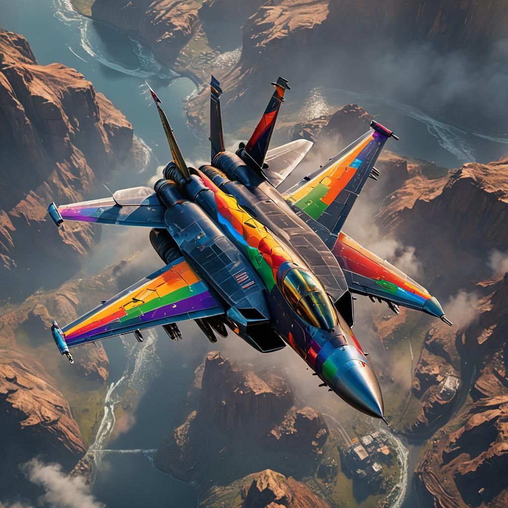 LGBTQ Flagged Fighter Jet: Detailed Matte Painting