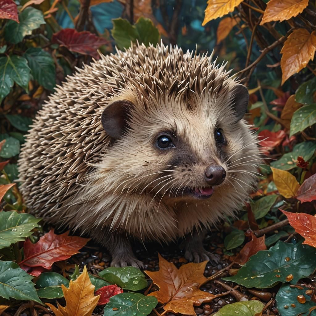 Hyperrealistic Western Hedgehog Hunting Insects