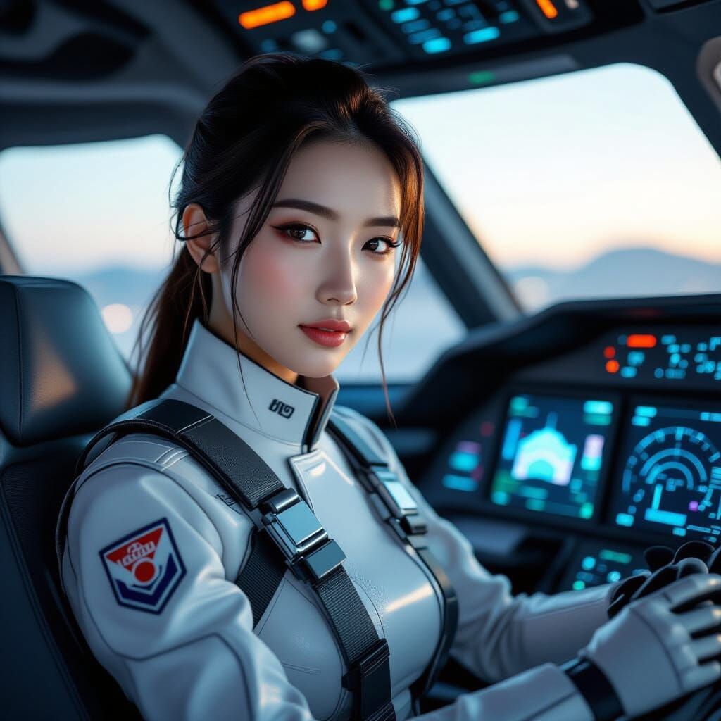 Futuristic Pilot Portrait in Hyperrealistic Style
