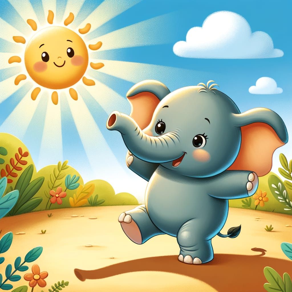 Joyful Elephant Adoption Illustration for Children