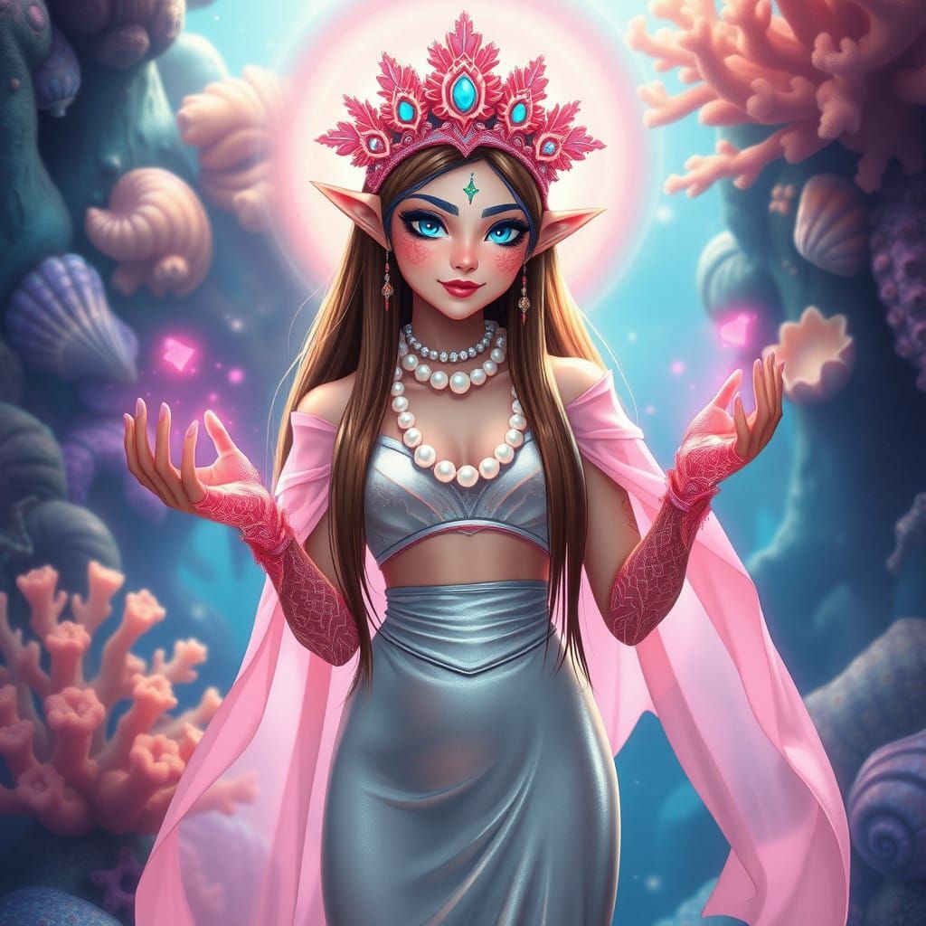 Coral Mystic Goddess in Oceanic Splendor