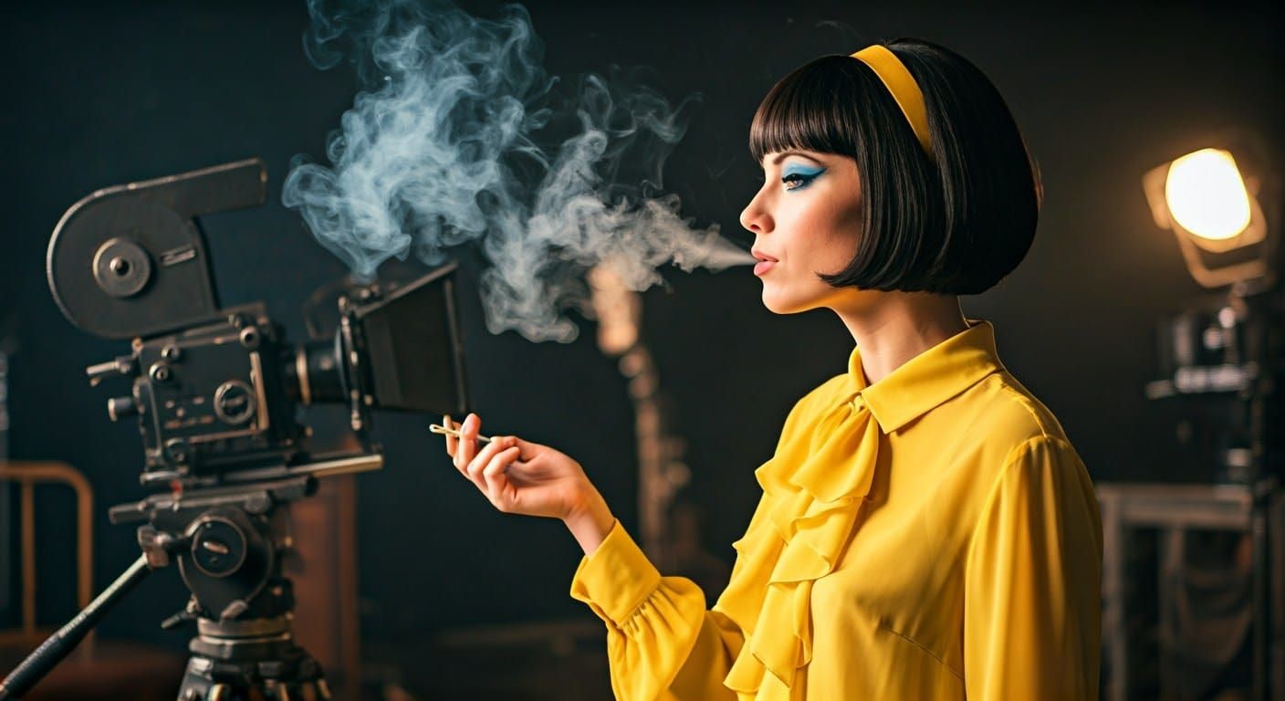 1960s Actress in Film Studio with Vintage Style