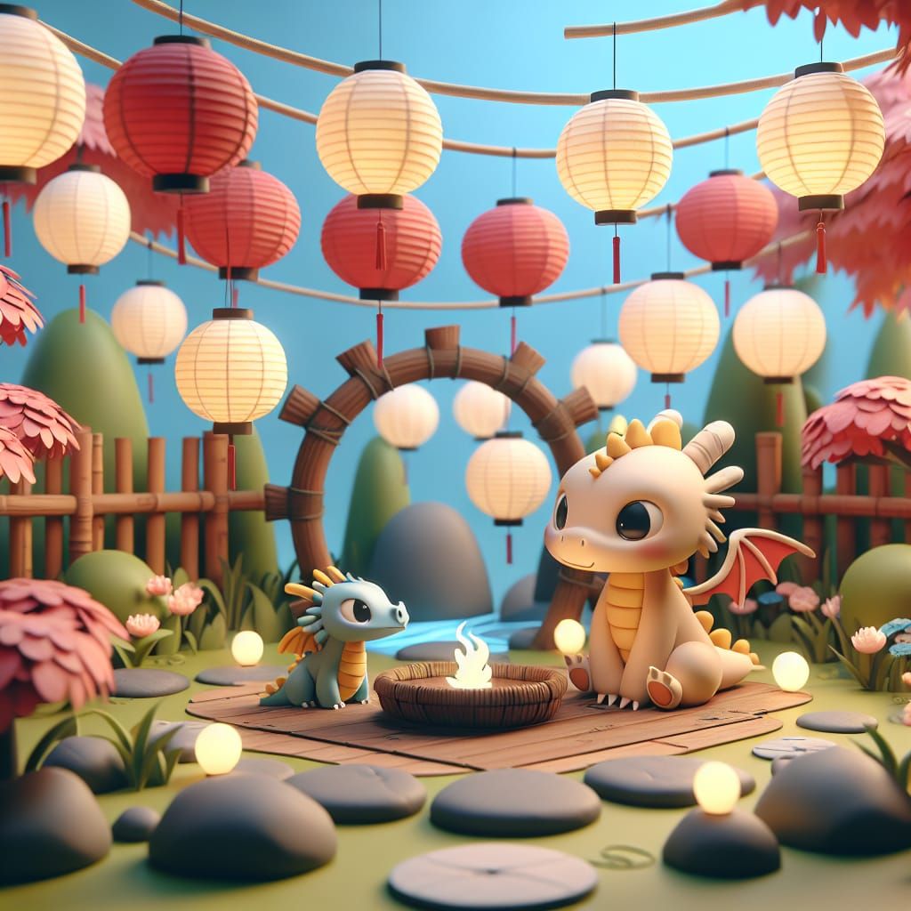 Adorable Dragon in Zen Garden, Early Animation Style