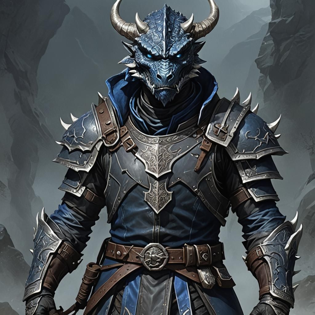 Silver Dragonborn Ranger in Leather Armor