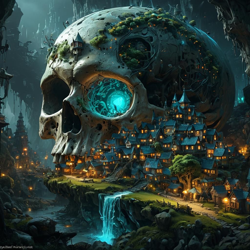 Faerie Village in Glowing Skull: Fantasycore Art