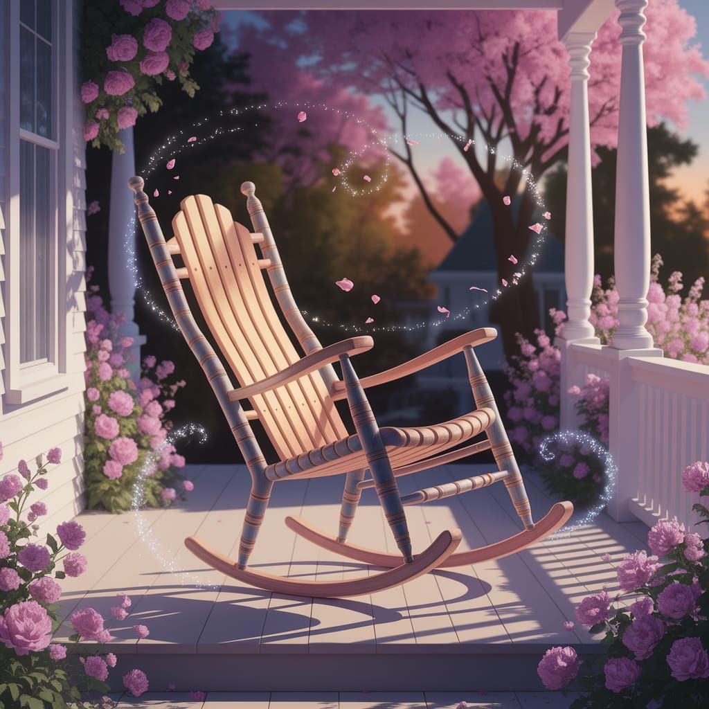 Whimsical Fantasy Chair Dancing at Dusk as Digital Art