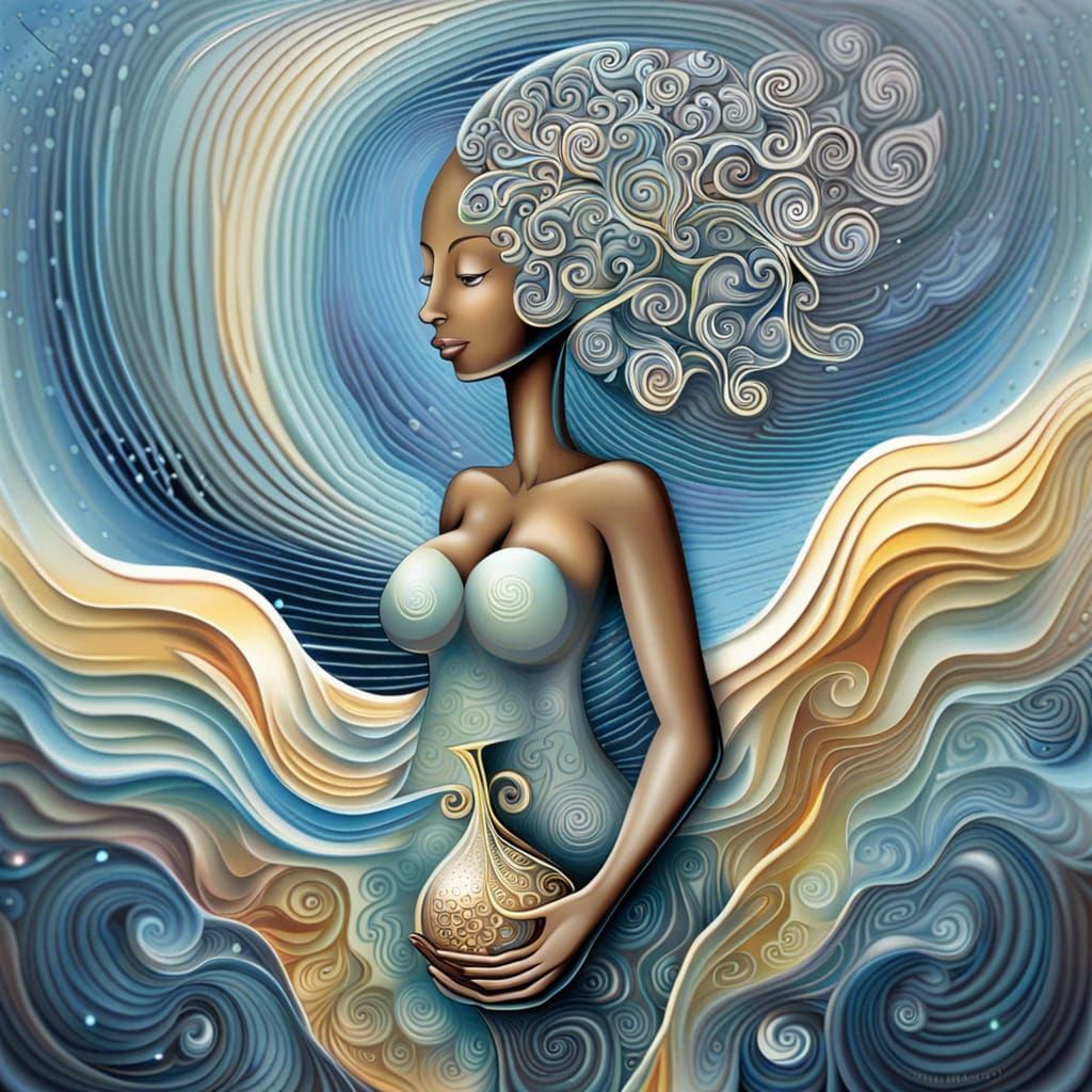 Serene Acrylic Artwork of Mercy Pouring Rain