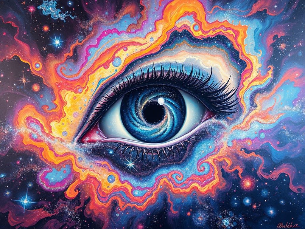 Ethereal Cosmic Landscape in Vibrant, Expressionist Style