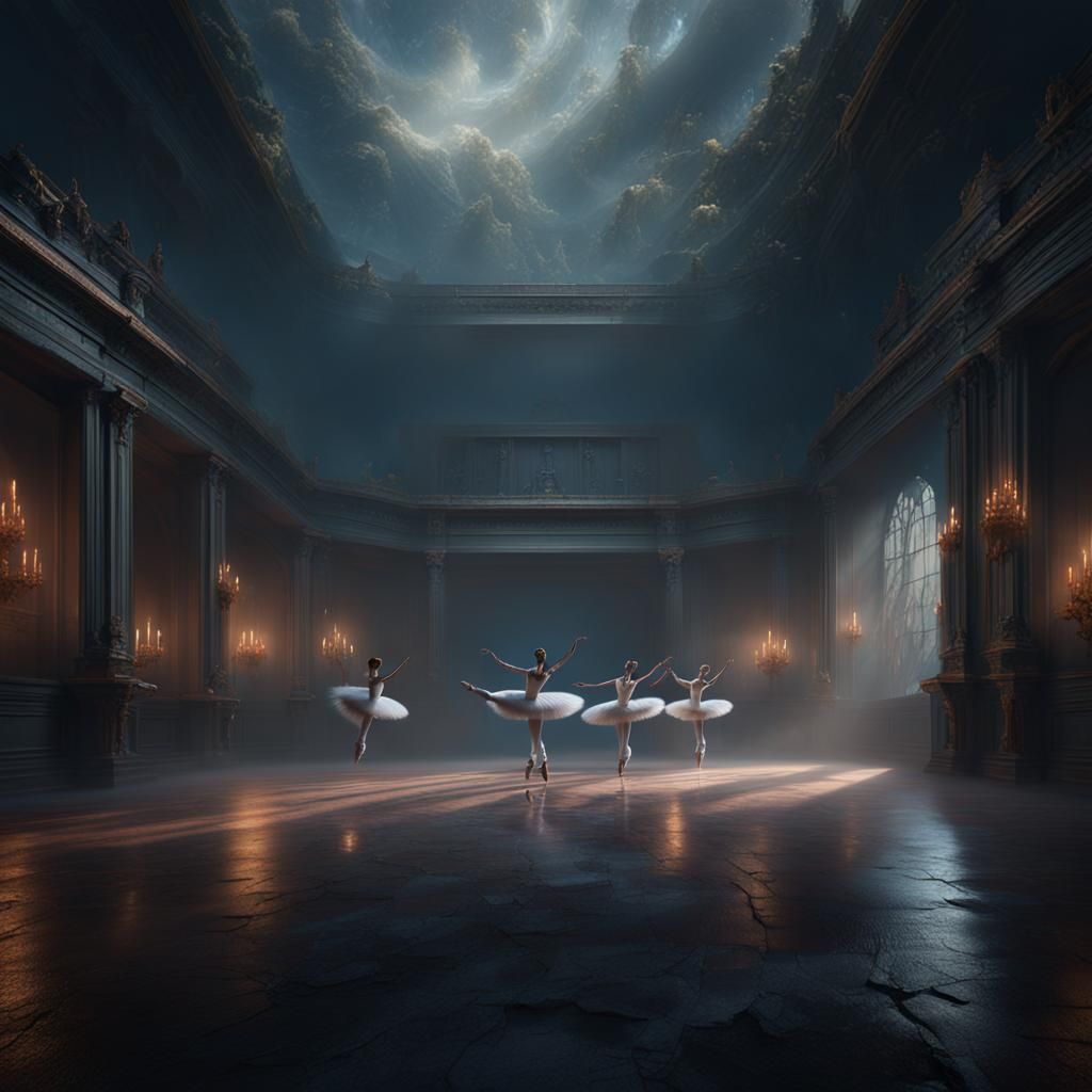 Ethereal Ballet Performance in Dark Fantasy Style
