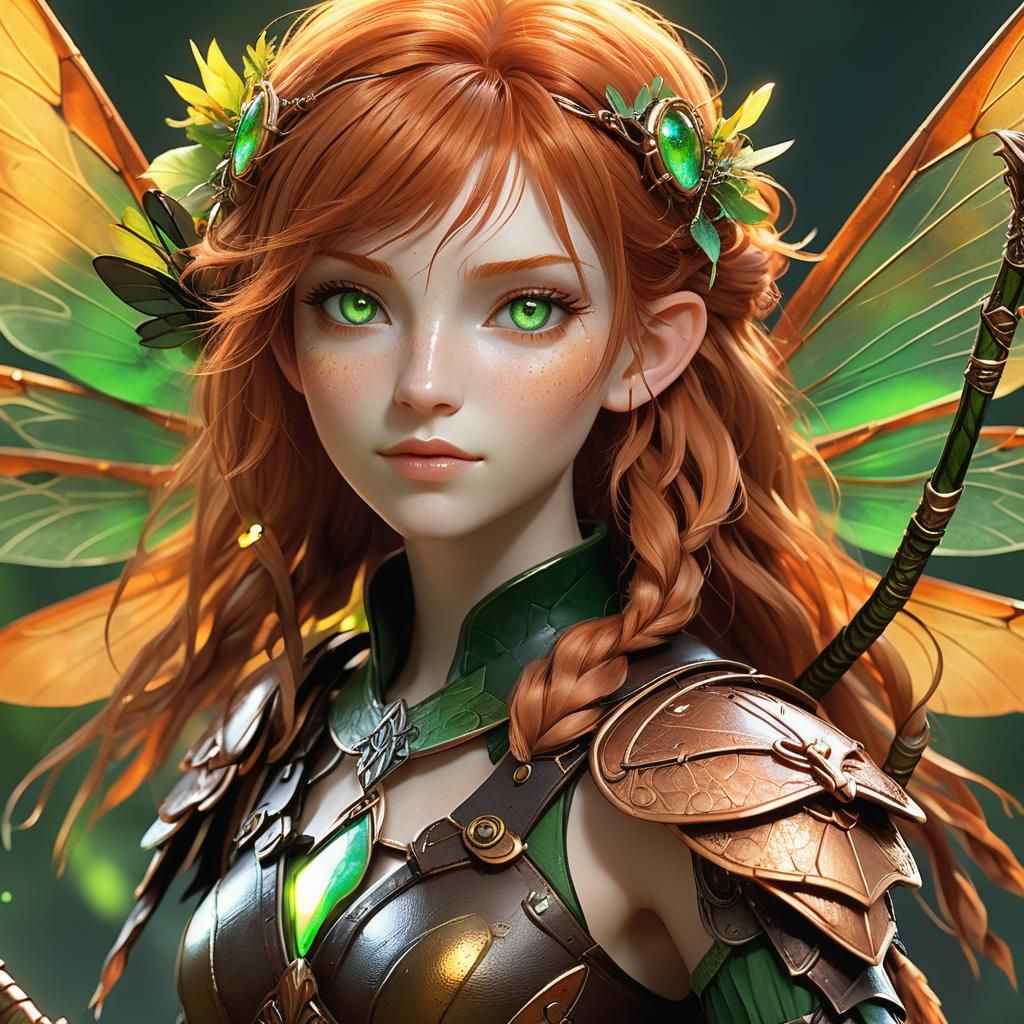 Anime Fairy Druid Portrait in 3D