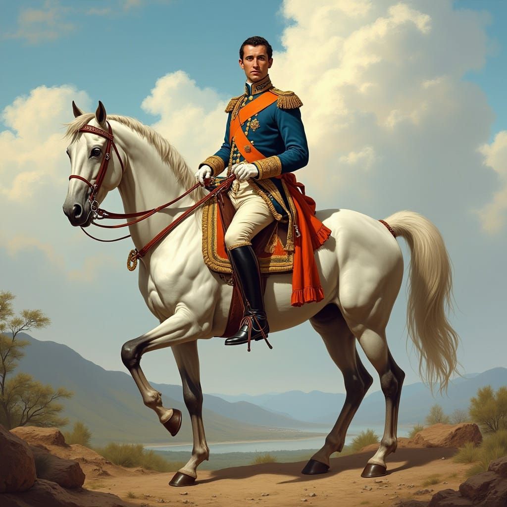 Surreal Latin American Landscape Portrait of a Majestic Gene...