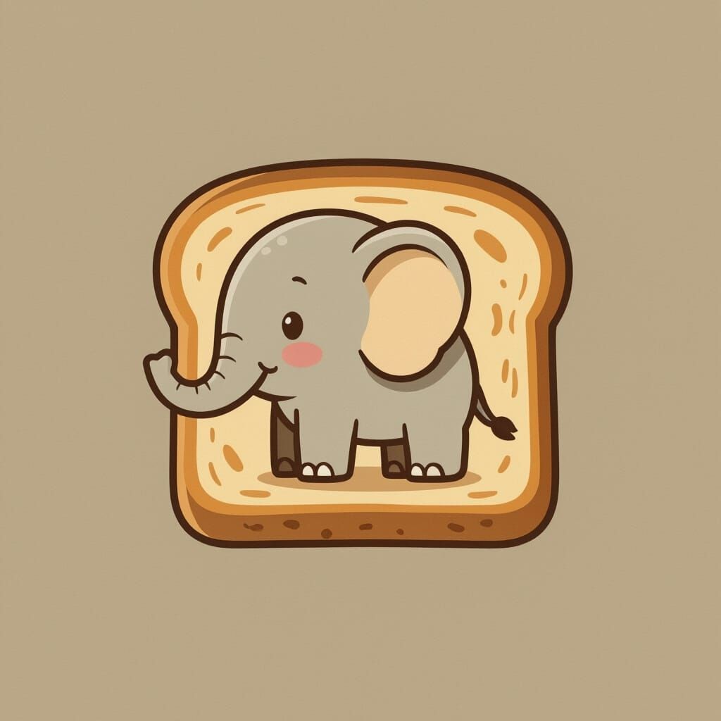 Minimalist 2D Elephant Toast Logo Design