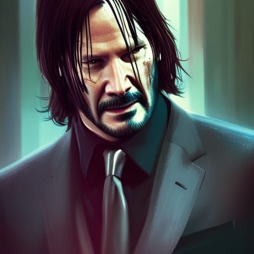 Hyperrealistic Portrait of John Wick