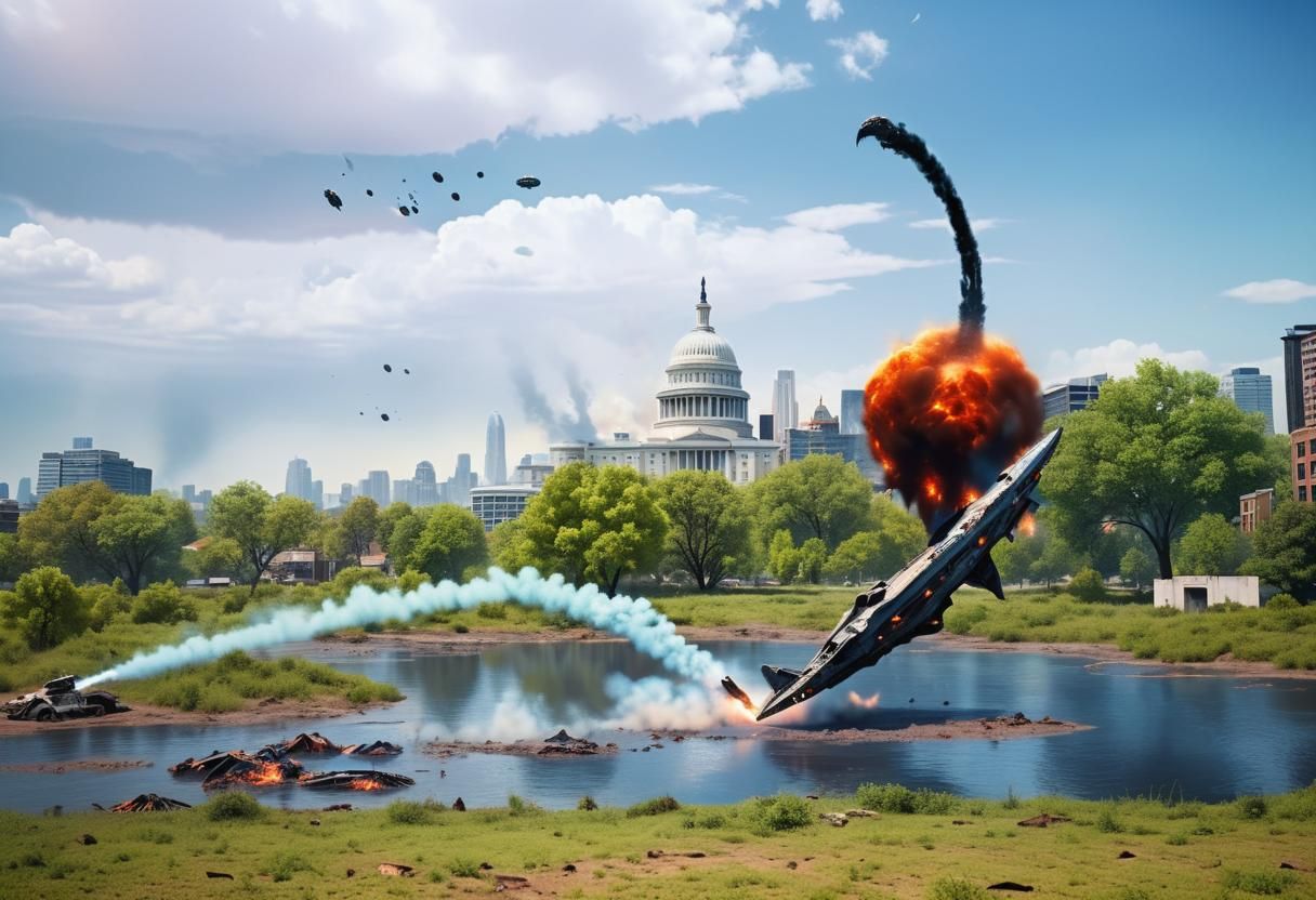 Alien Invasion: Cityscape Apocalypse in Cinematic Style