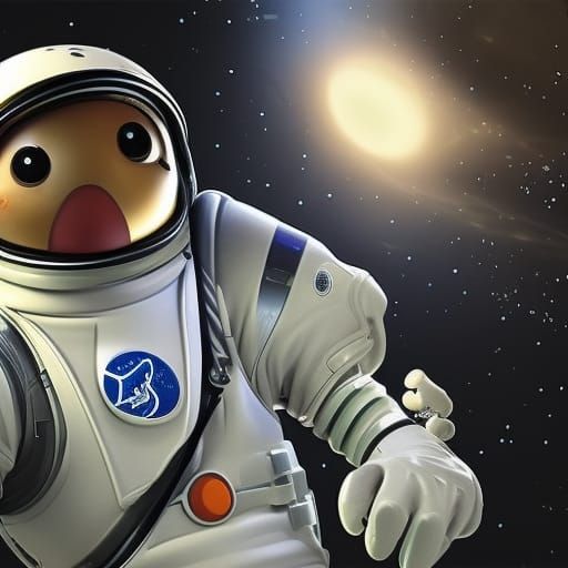 Chicken Astronaut in Space: Pixar-Style 3D Art